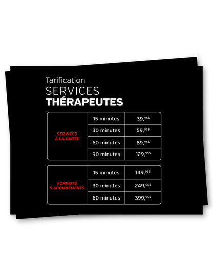 Pancarte tarification plastifiée ProGym