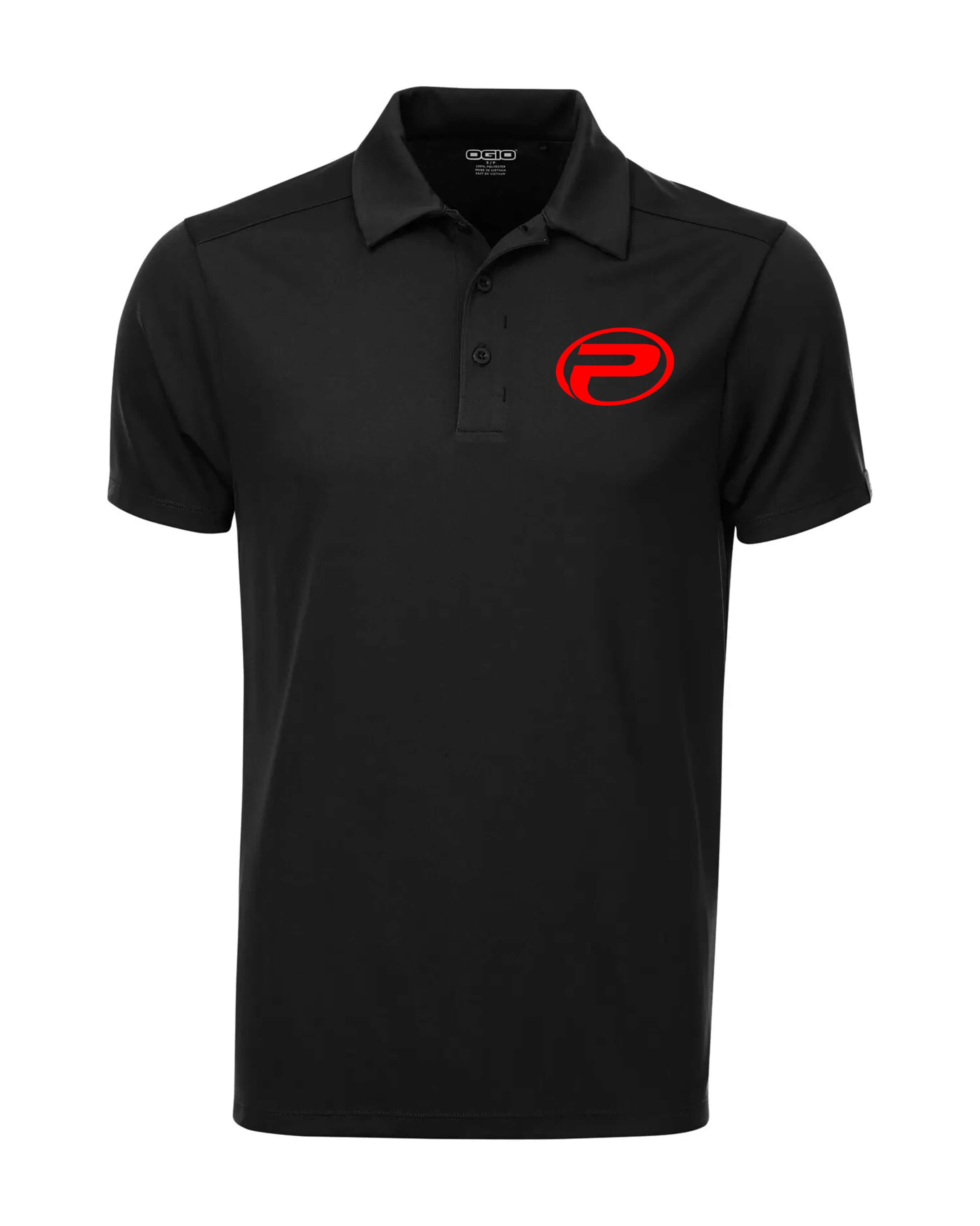 Polo noir pour homme ProGym avec logo rouge sur le cœur